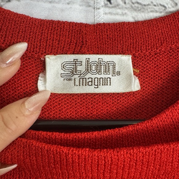 VTG St. John for I.Magnin Red Button Detailed Knit‎ Dress Nursing Sz 10/MEDIUM - Picture 11 of 12